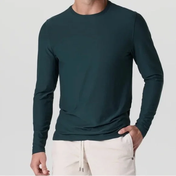 Vuori Men's Deep Blue Long Sleeve Tee Size S pre-owned. - Picture 3 of 10